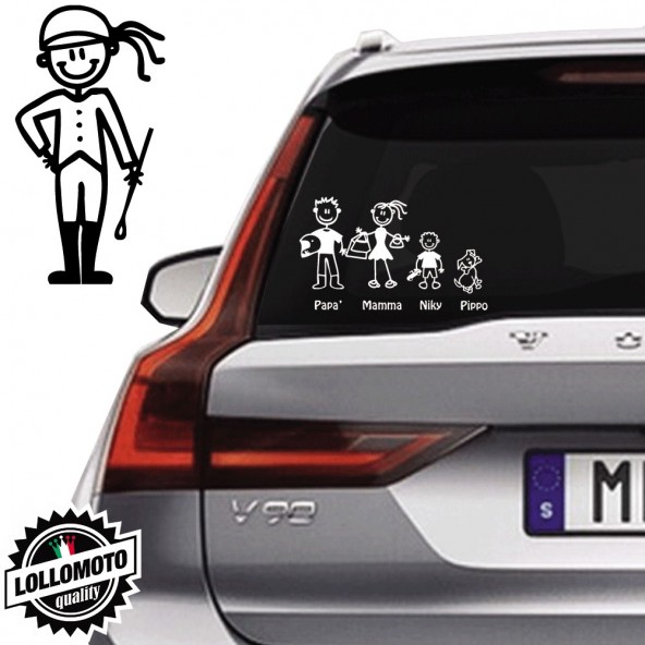 Ragazza Equitazione Vetro Auto Famiglia StickersFamily Stickers