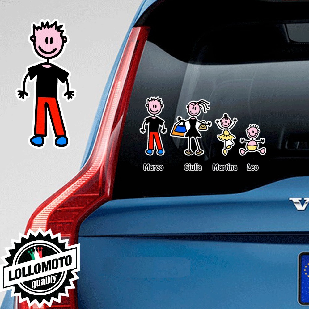 Papà Pantaloni Adesivo Vetro Auto Famiglia Stickers Colorati