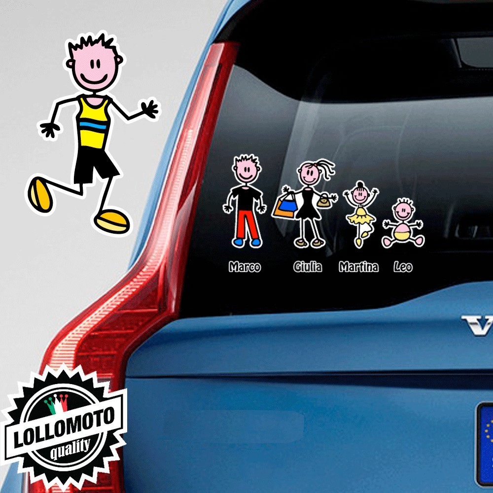 Papà Corridore Adesivo Vetro Auto Famiglia Stickers Colorati