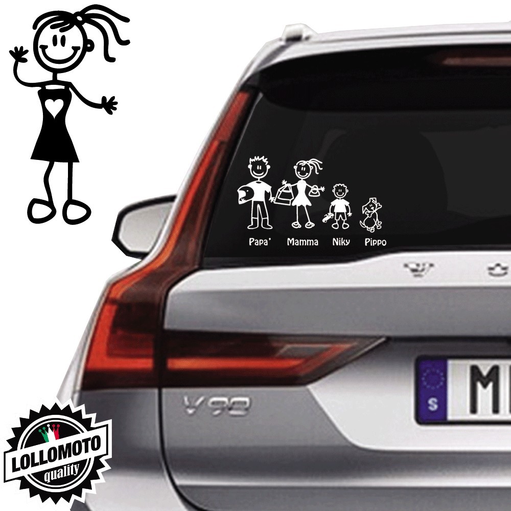 Bimba Con Vestito Vetro Auto Famiglia StickersFamily Stickers