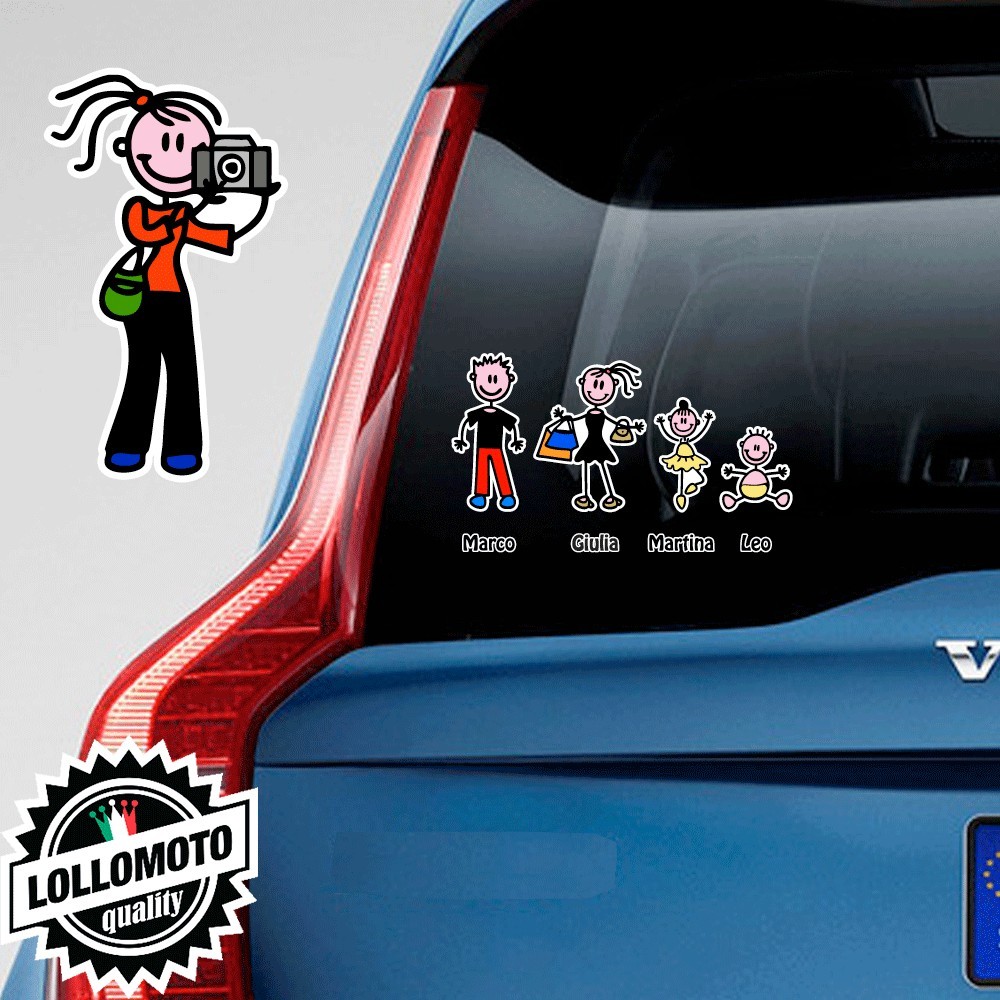 Mamma Fotografa Adesivo Vetro Auto Famiglia Stickers Colorati