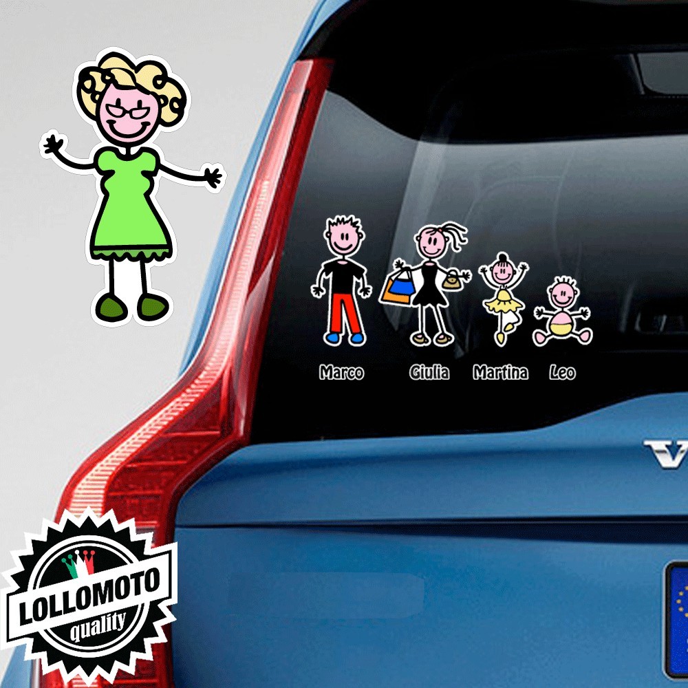 Nonna Con Vestito Adesivo Vetro Auto Famiglia Stickers Colorati
