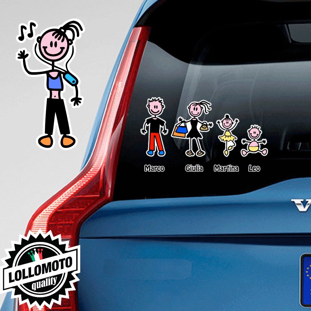 Ragazza Che Balla Adesivo Vetro Auto Famiglia Stickers Colorati