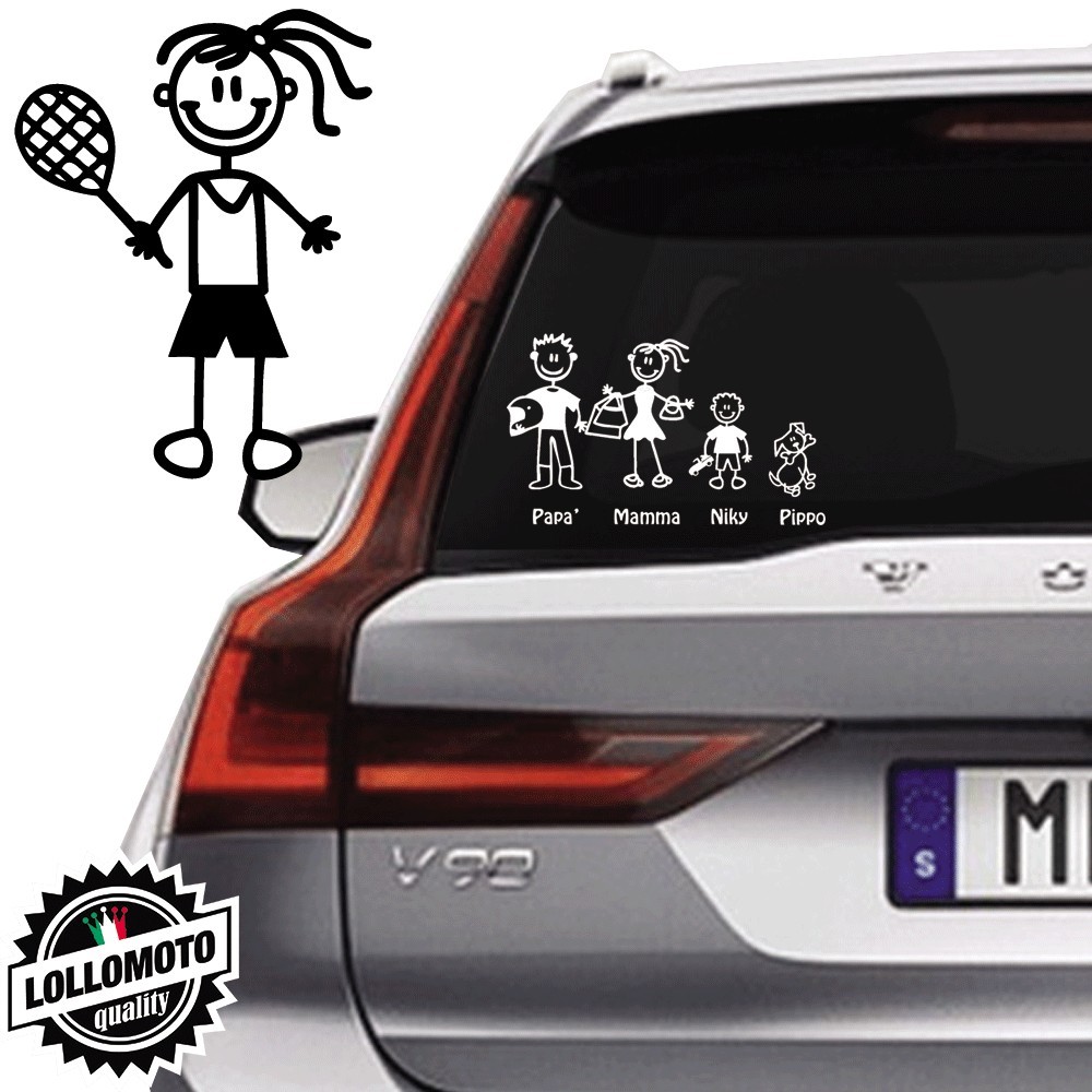 Bimba Tennis Vetro Auto Famiglia StickersFamily Stickers Family