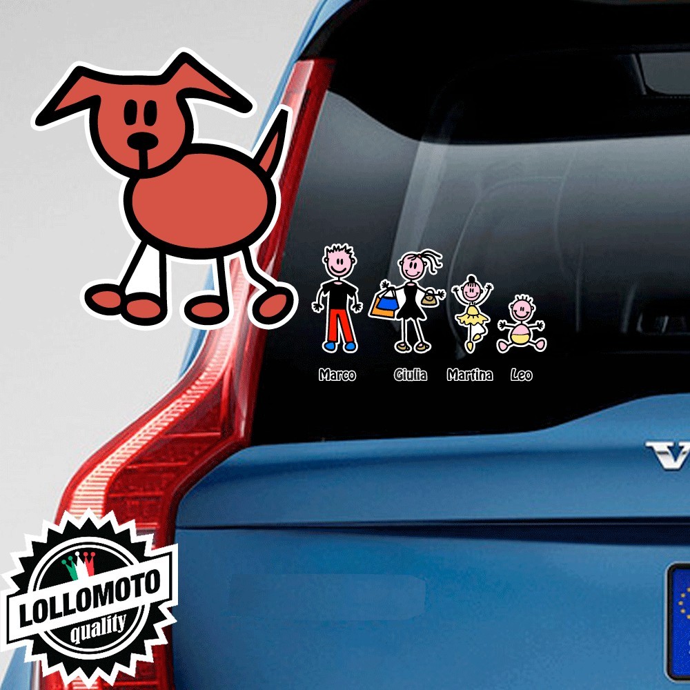 Cane Che Cammina Adesivo Vetro Auto Famiglia Stickers Colorati
