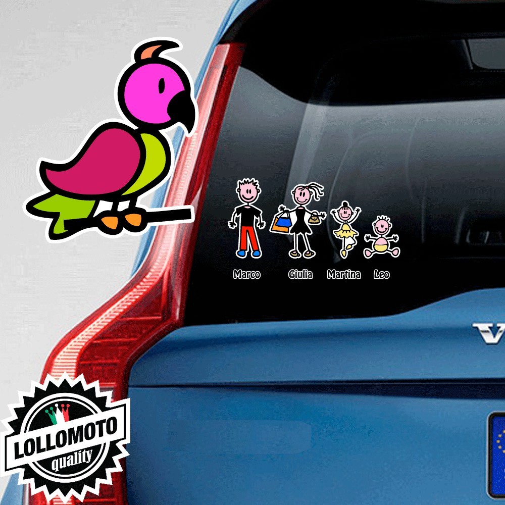 Uccellino Rivolto a Destra Adesivo Vetro Auto Famiglia Stickers
