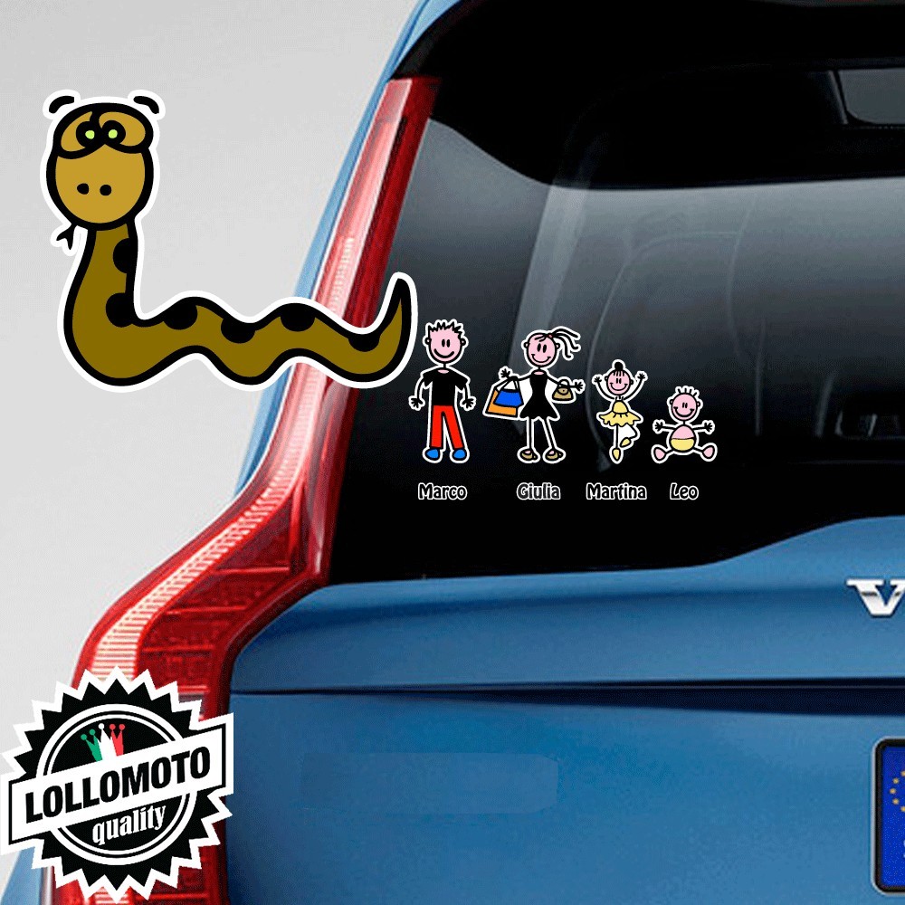 Serpente Adesivo Vetro Auto Famiglia Stickers Colorati Family