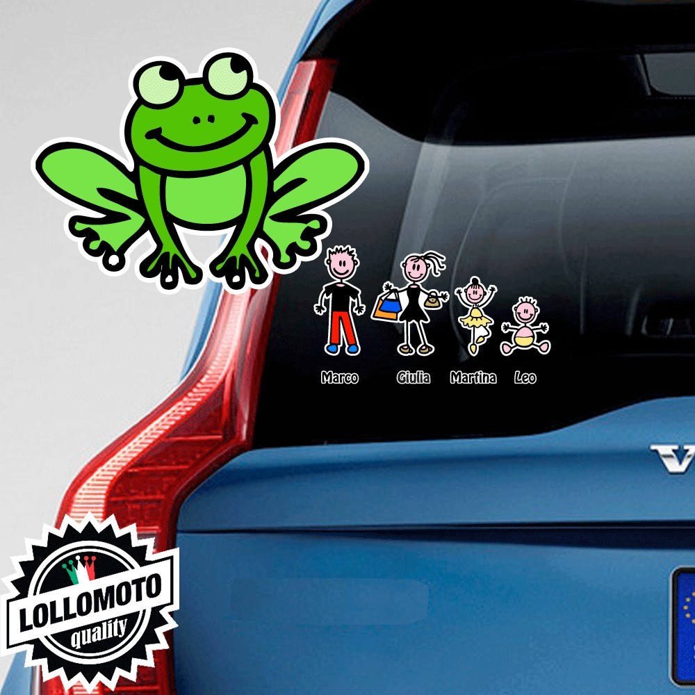 Rana Adesivo Vetro Auto Famiglia Stickers Colorati Family