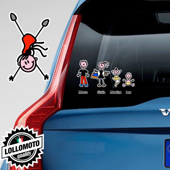 Bimba Ginnastica Adesivo Vetro Auto Famiglia Stickers Colorati