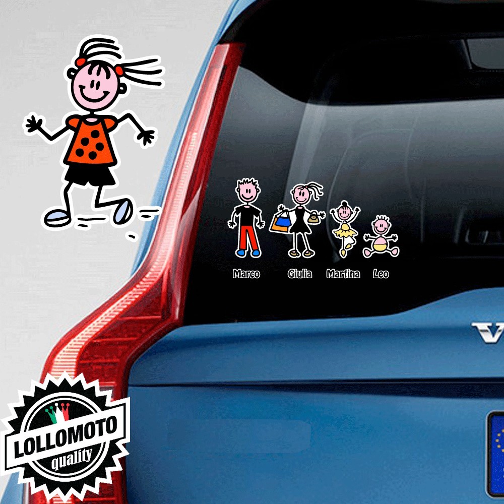 Bimba Che Corre Adesivo Vetro Auto Famiglia Stickers Colorati