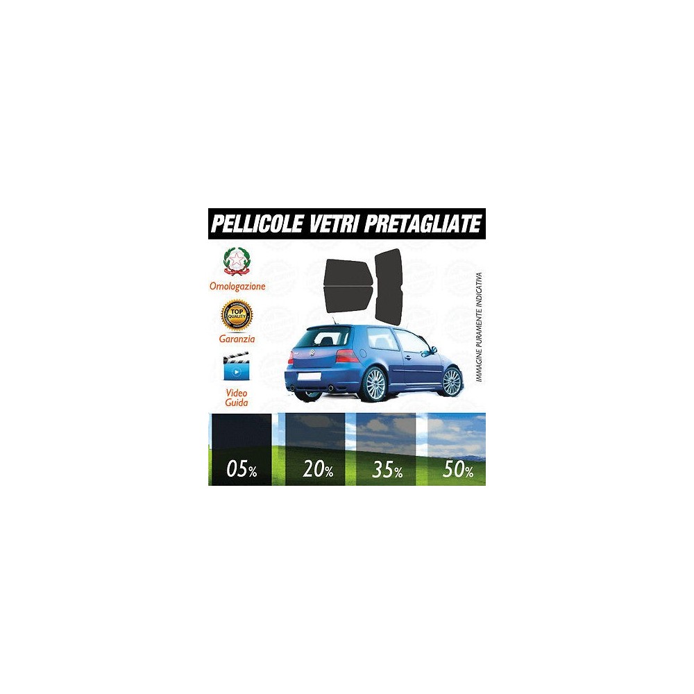Volkswagen Golf 4 3P dal 1998 al 2003 Pellicole Oscuramento Vetri Auto Pre Tagliate a Misura