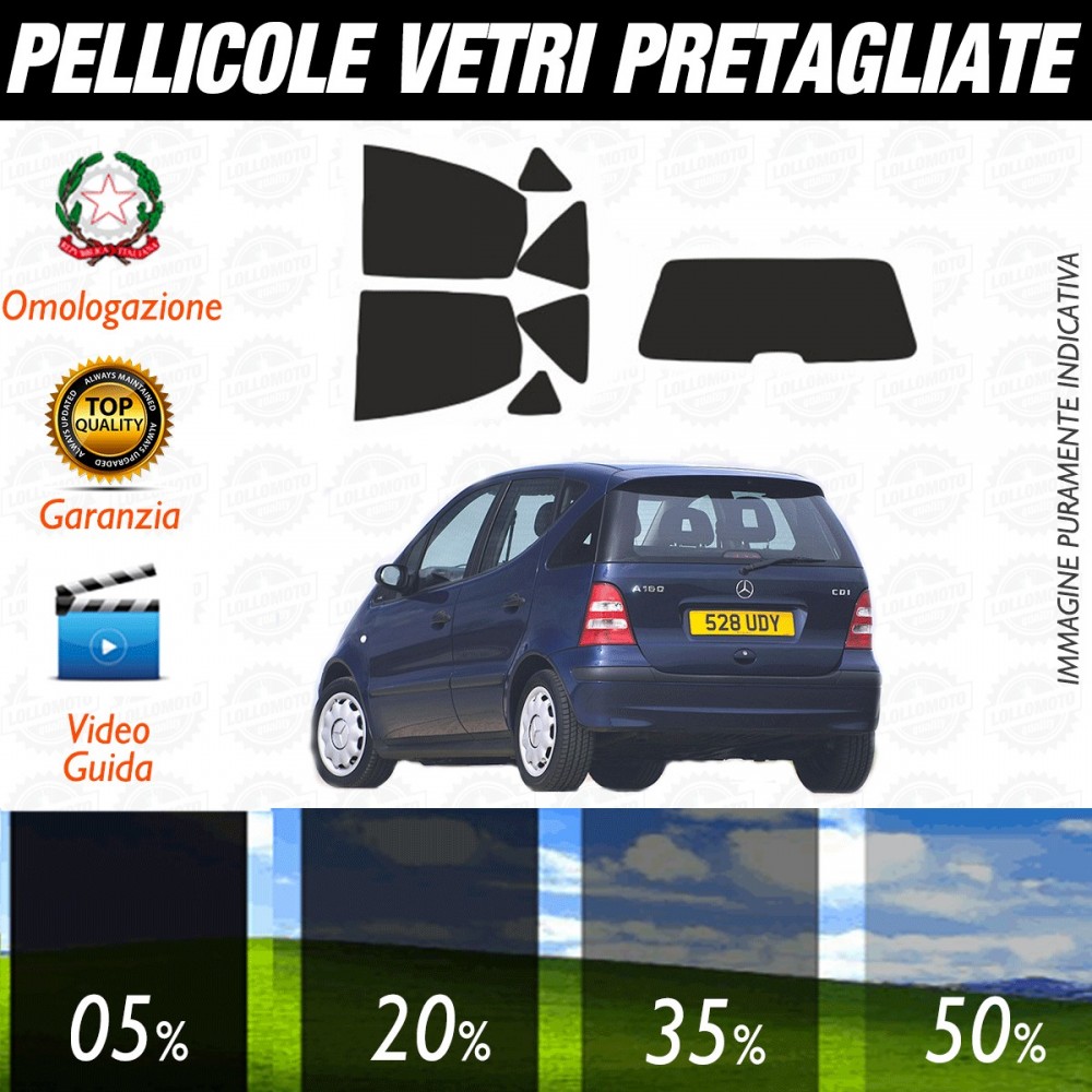 Mercedes Classe A SHORT 5 Porte dal 1998 al 2004 Pellicole Oscuramento Vetri Auto Pre Tagliate a Misura Posteriore