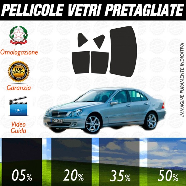 Mercedes Classe C Berlina dal 2000 al 2007 Pellicole Oscuramento Vetri Auto Pre Tagliate a Misura Posteriore
