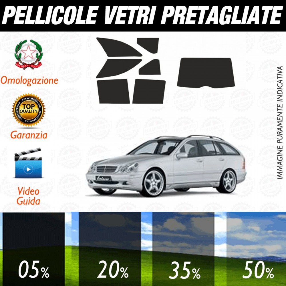 Mercedes Classe C SW dal 2001 al 2008 Pellicole Oscuramento Vetri Auto Pre Tagliate a Misura Posteriore