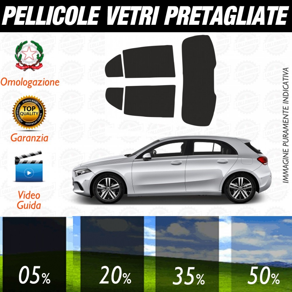 Mercedes Classe A dal 2018 ad OGGI Pellicole Oscuramento Vetri Auto Pre Tagliate a Misura Posteriore