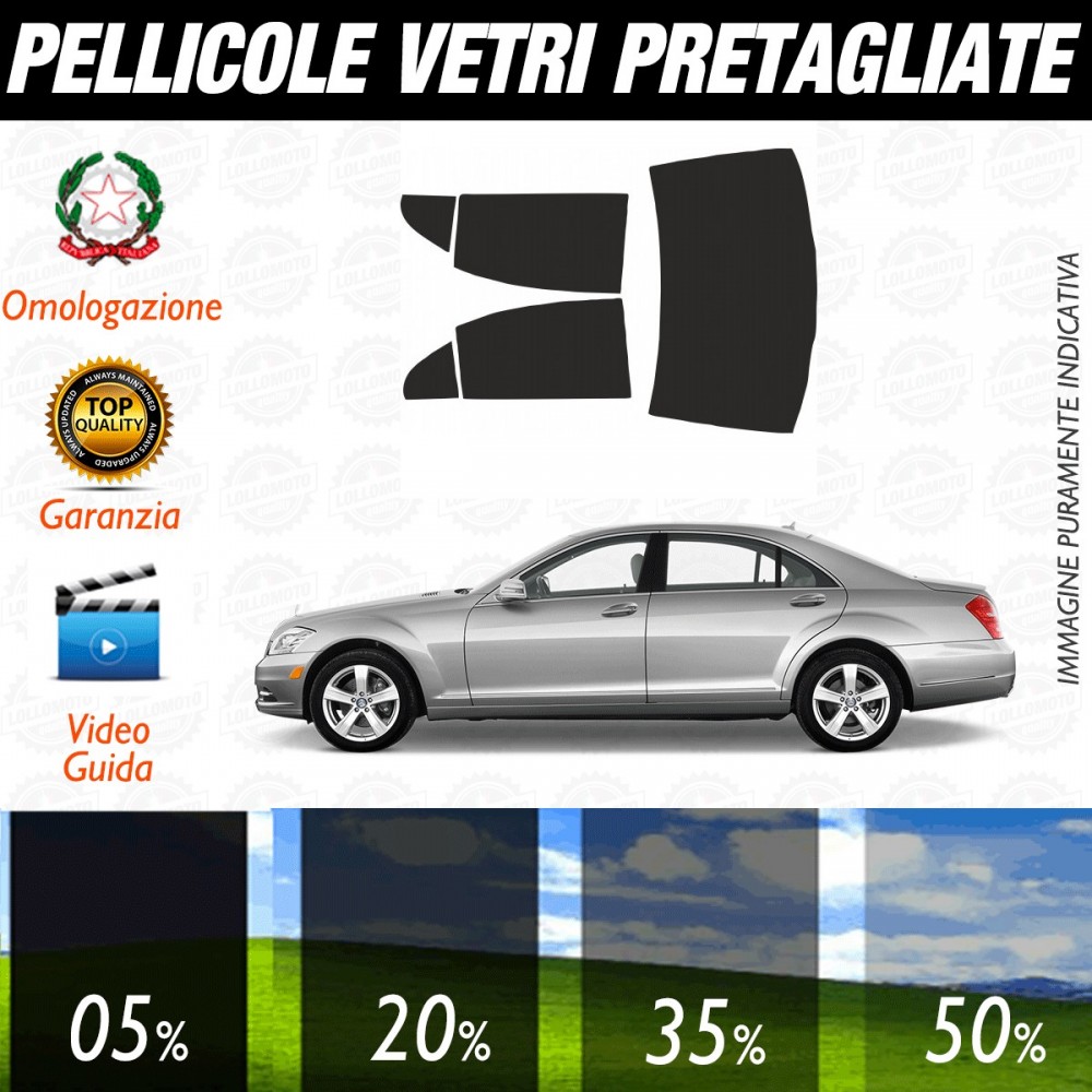 Mercedes Classe S dal 2007 al 2013 Pellicole Oscuramento Vetri Auto Pre Tagliate a Misura Posteriore