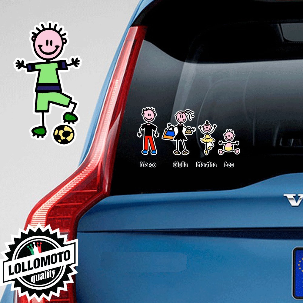 Bimbo Calciatore Adesivo Vetro Auto Famiglia Stickers Colorati