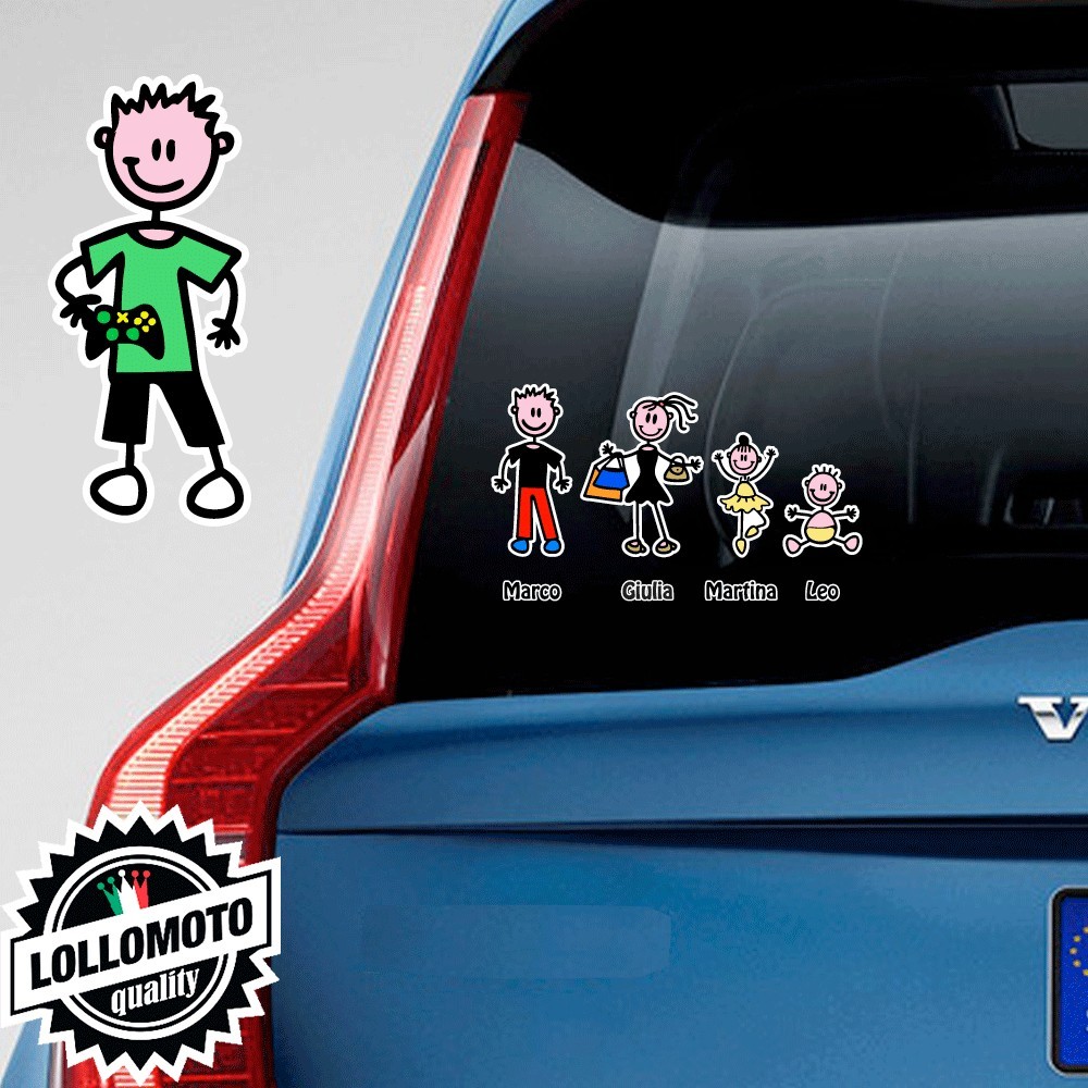 Bimbo Con Joypad Adesivo Vetro Auto Famiglia Stickers Colorati