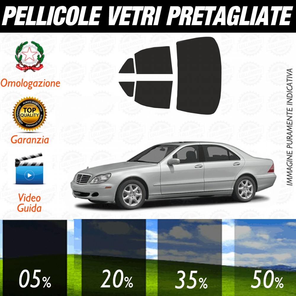 Mercedes S 500 Berlina dal 2001 al 2004Pellicole Oscuramento Vetri Auto Pre Tagliate a Misura Posteriore