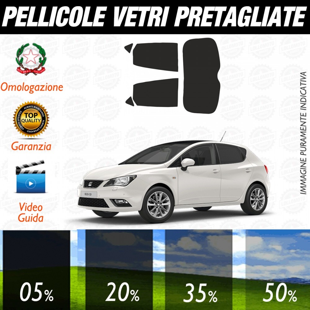 Seat Ibiza 5P dal 2008 al 2016  Pellicole Oscuramento Vetri Auto Pre Tagliate a Misura Posteriore
