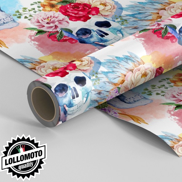 Pellicola SKULL AND ROSE Pellicola Car Wrapping Adesiva Rivestimento Auto