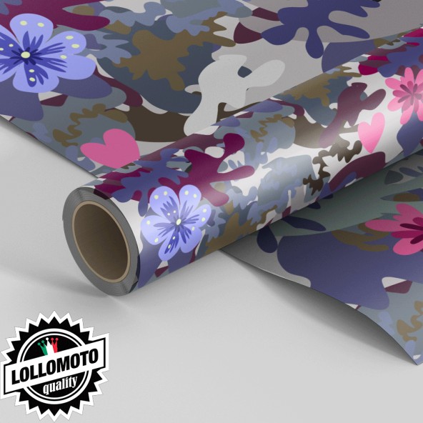 Pellicola BEAUTIFUL FLOWERS CAMOUFLAGE MILITARY Pellicola Car Wrapping Adesiva Rivestimento Auto