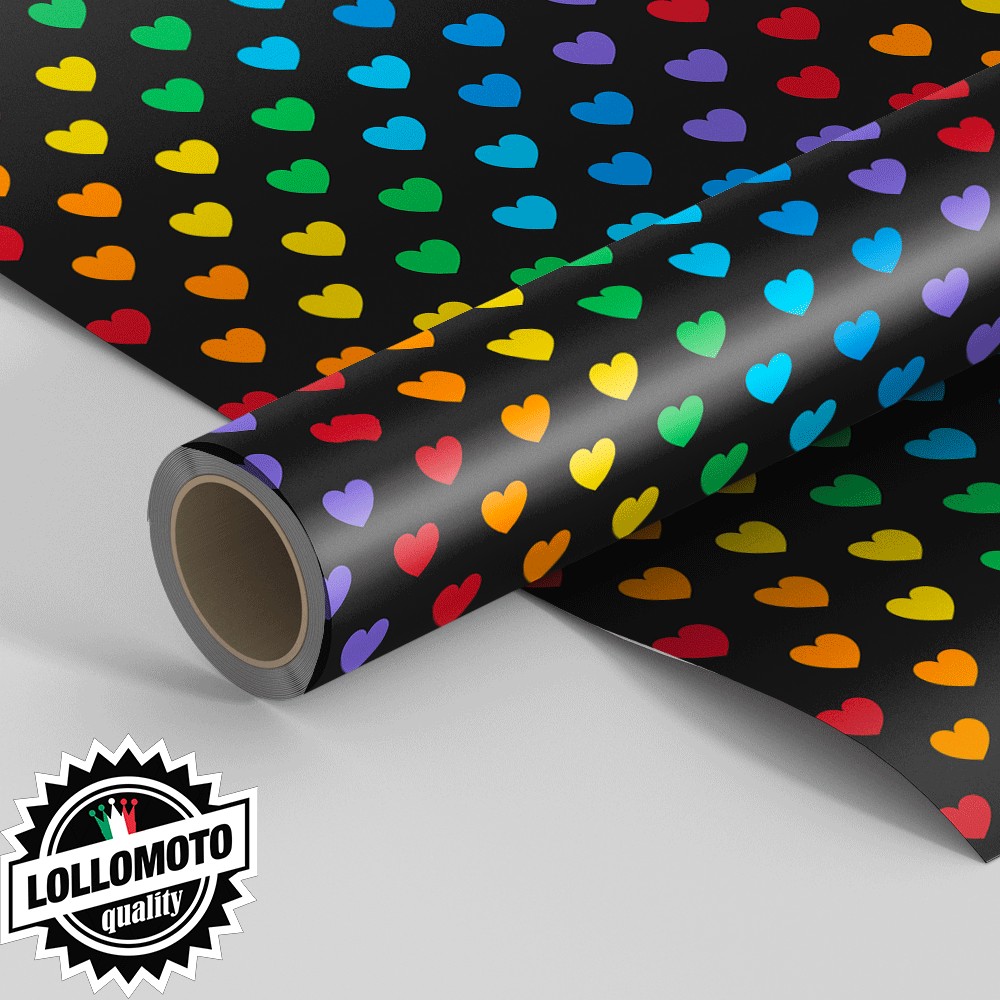 Pellicola COLORFUL-HEART-CUORI-PATTERN Pellicola Car Wrapping Adesiva Rivestimento Auto