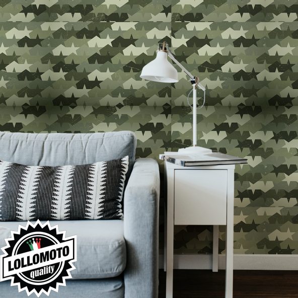 Carta da Parati Adesiva LOLLOMOTO MIMETICO EROSED ARMY Professionale Interior Design Arredamento Personalizzato Wall Paper