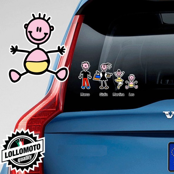 Neonato Adesivo Vetro Auto Famiglia Stickers Colorati Family