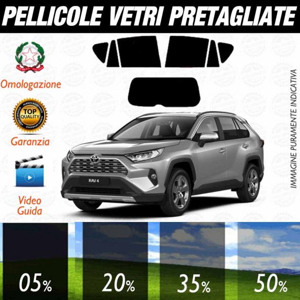 Toyota Rav 4 5P dal 2019 ad OGGI Pellicole Oscuramento Vetri Auto Pre Tagliate a Misura