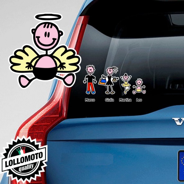 Angelo Neonato Adesivo Vetro Auto Famiglia Stickers Colorati