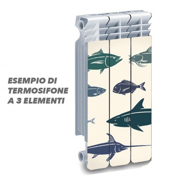 Termosifone FISHES Rivestimento Adesivo Laminato Stickers Termosifone Wrapping Interior Design
