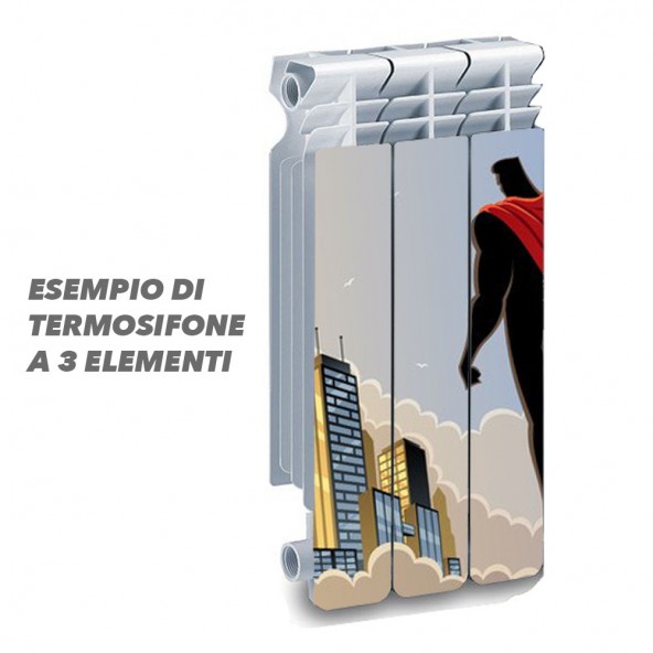 Termosifone SUPERHERO SKYSCRAPER Rivestimento Adesivo Laminato Stickers Termosifone Wrapping Interior Design