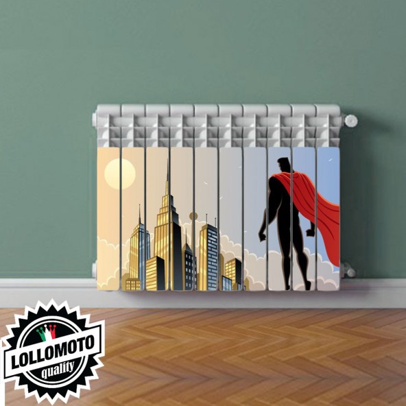 Termosifone SUPERHERO SKYSCRAPER Rivestimento Adesivo Laminato Stickers Termosifone Wrapping Interior Design