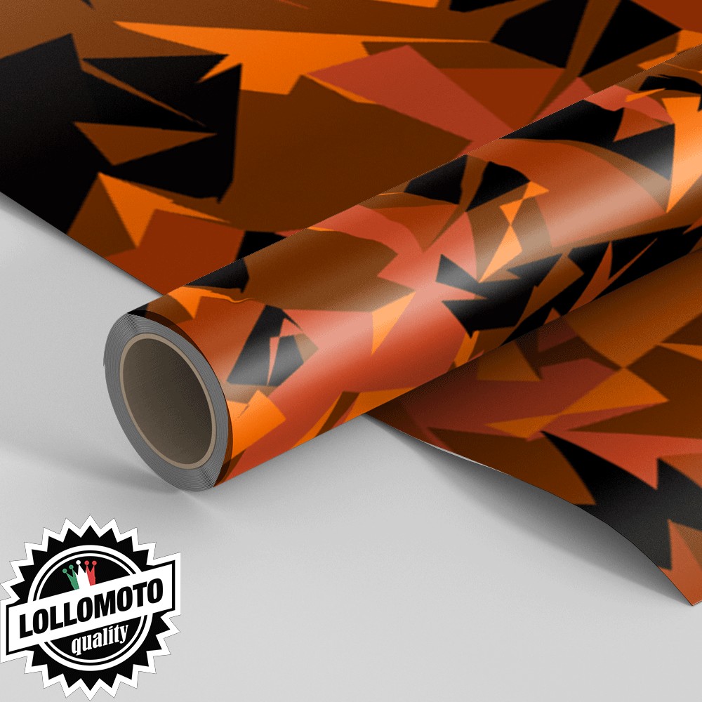 Pellicola ABSTRACT ORANGE MILITARY CAMOUFLAGE Pellicola Car Wrapping Adesiva Rivestimento Auto