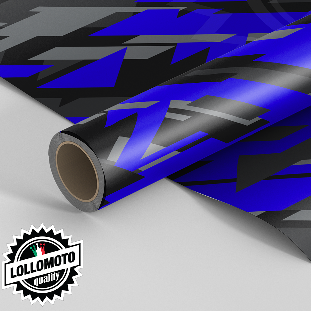 Pellicola Car Wrapping MODERN GEOMETRIC ARMY CAMO BLU Adesiva Rivestimento Auto