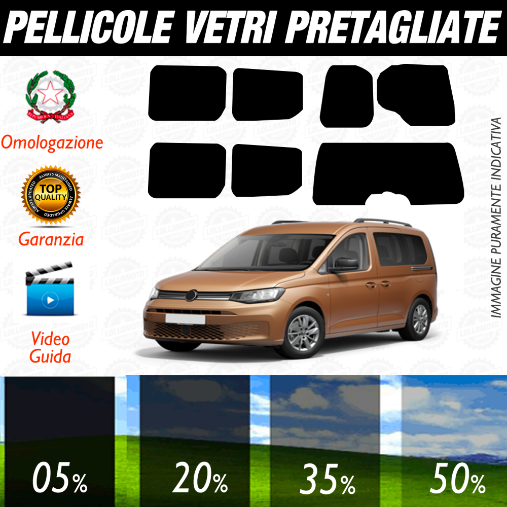 VW CADDY dal 2021 ad OGGI ad OGGI Pellicole Oscuramento Vetri Auto Pre Tagliate a Misura