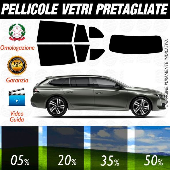 PEUGEOT 508 SW  Dal 2019 ad Pellicole Oscuramento Vetri Auto Pre Tagliate a Misura

Entra e scegli la gradazione.