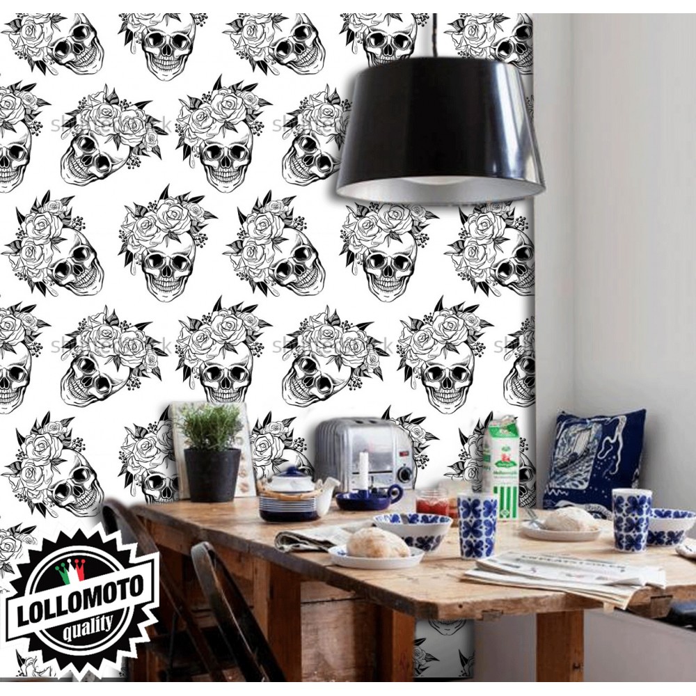 Carta da Parati Skull Vintage Interior Design Arredamento