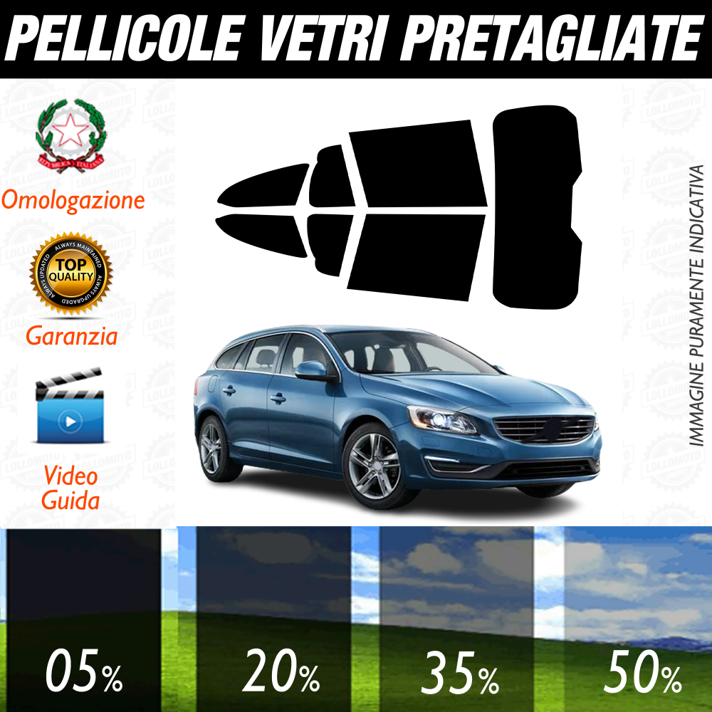 Volvo V60 Sw dal 2010 al 2018 Pellicole Oscuramento Vetri Auto Pre Tagliate a Misura