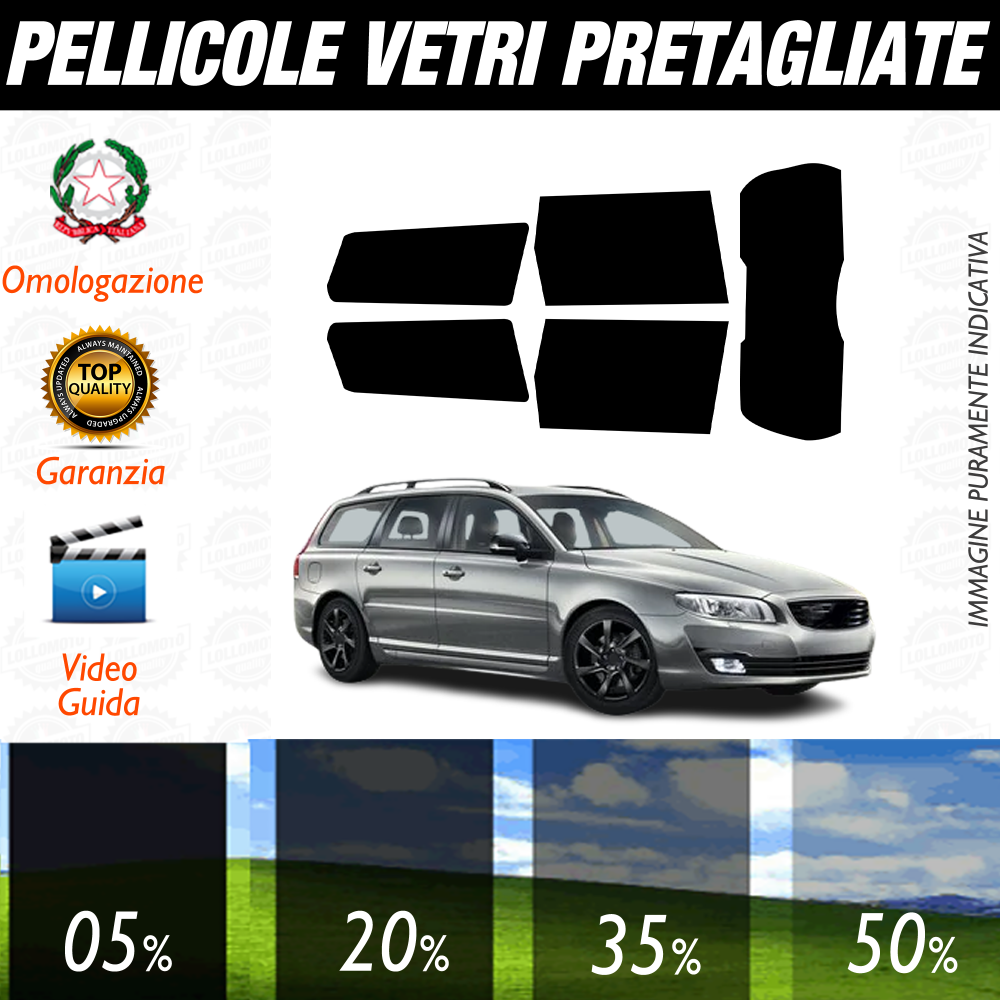 Volvo V70 Sw dal 2008 al 2018 Pellicole Oscuramento Vetri Auto Pre Tagliate a Misura