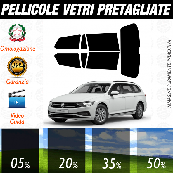 Volkswagen Passat Sw dal 2014 a Oggi Pellicole Oscuramento Vetri Auto Pre Tagliate a Misura