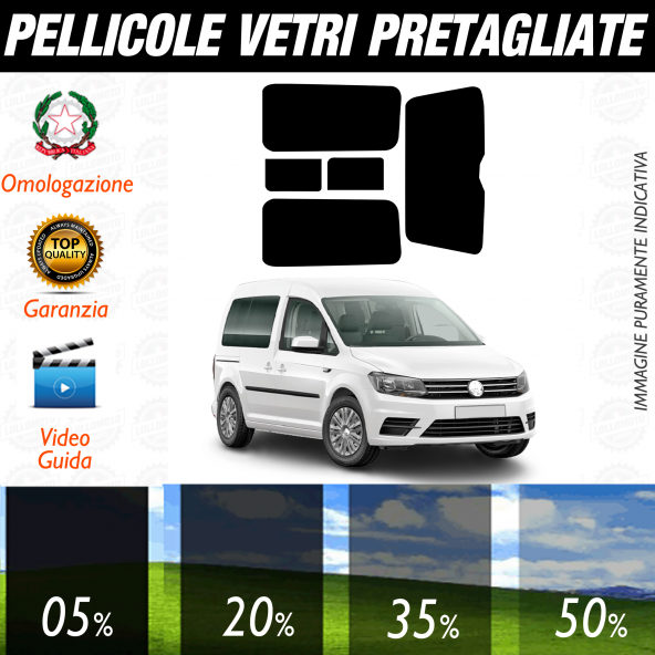 Volkswagen Caddy Maxi dal 2008 al 2016 Pellicole Oscuramento Vetri Auto Pre Tagliate a Misura