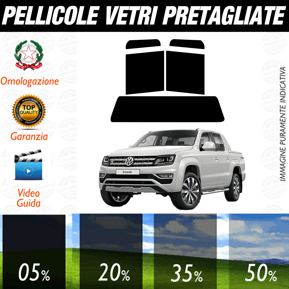 Volkswagen Amarok dal 2010 al 2016 Pellicole Oscuramento Vetri Auto Pre Tagliate a Misura