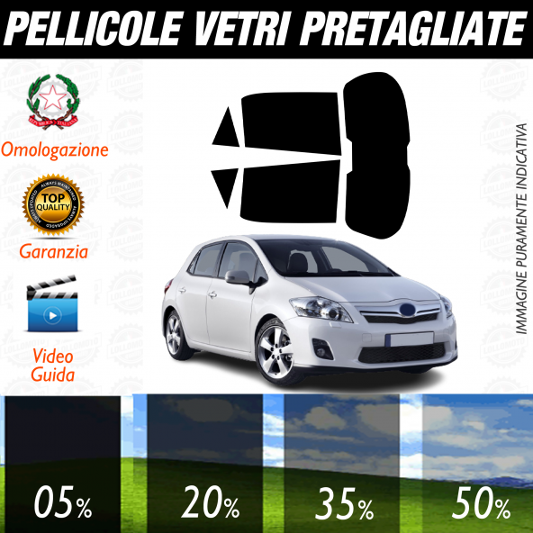 Toyota Auris 5P dal 2006 al 2010 Pellicole Oscuramento Vetri Auto Pre Tagliate a Misura