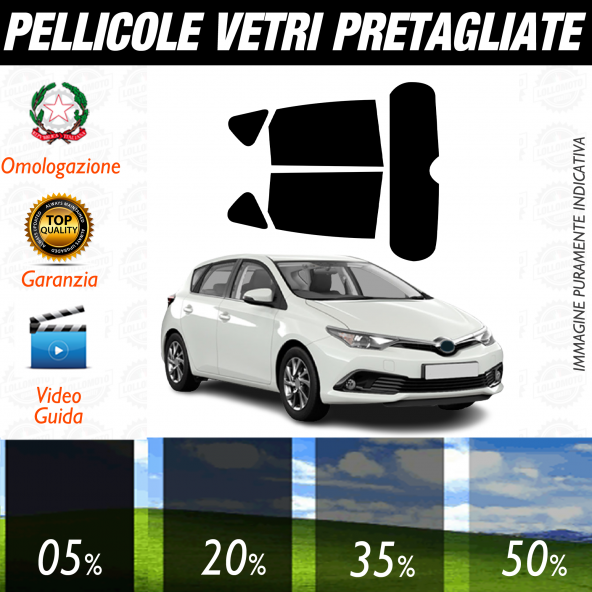 Toyota Auris 5P dal 2012 al 2018 Pellicole Oscuramento Vetri Auto Pre Tagliate a Misura