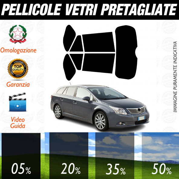 Toyota Avensis Sw dal 2009 al 2016 Pellicole Oscuramento Vetri Auto Pre Tagliate a Misura