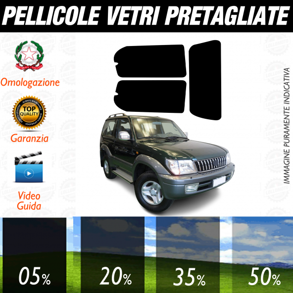Toyota Land Cruiser 3P dal 1996 al 2003 Pellicole Oscuramento Vetri Auto Pre Tagliate a Misura