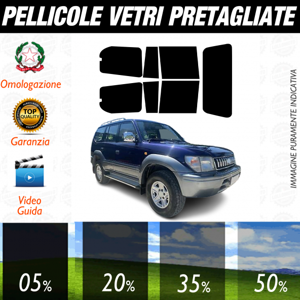 Toyota Land Cruiser dal 1996 al 2003 Pellicole Oscuramento Vetri Auto Pre Tagliate a Misura