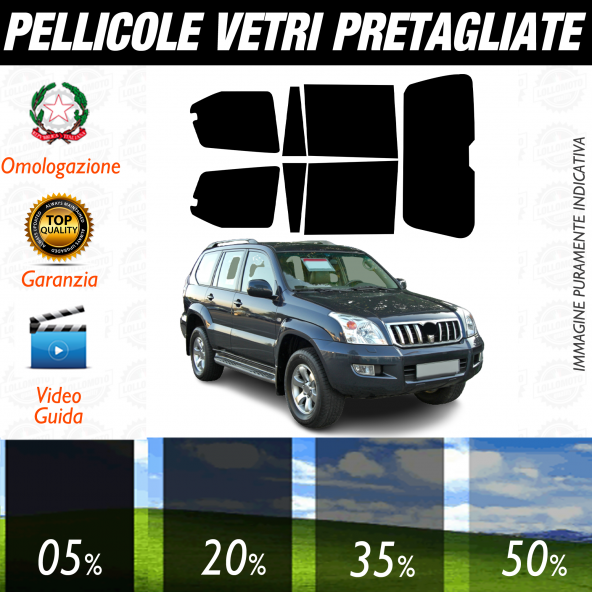 Toyota Land Cruiser dal 2002 al 2007 Pellicole Oscuramento Vetri Auto Pre Tagliate a Misura